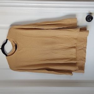 American Eagle Yellow Longsleeve Waffle Knit Oversized Top Blouse Tunic Large